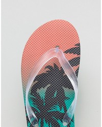 Asos Flip Flops In Hawaiian Print