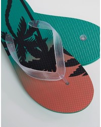 Asos Flip Flops In Hawaiian Print