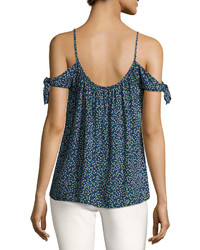 Bailey 44 Wahine Ditsy Floral Cold Shoulder Top Blue