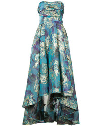 Teal Floral Brocade Dress