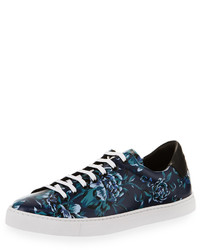 Burberry Albert Floral Print Leather Low Top Sneakers Ink