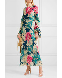 Etro Floral Print Silk Jacquard Maxi Dress