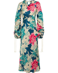 Etro Floral Print Silk Jacquard Maxi Dress