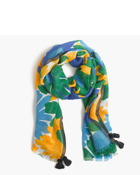 J.Crew Morning Floral Scarf With Tassels