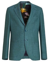Teal Floral Tweed Blazer