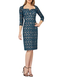 Kay Unger Geometric Embroidered Cocktail Sheath