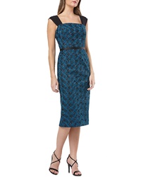 Kay Unger Geometric Embroidered Sheath