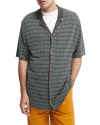 Scotch & Soda Knit Button Up Shirt In Green At Nordstrom