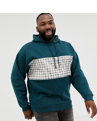 ASOS DESIGN Plus Oversized Hoodie With Check Panel In Green