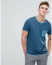 Abercrombie & Fitch Gart Dyed Stripe Pocket T Shirt In Blue