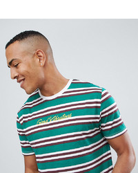 ASOS DESIGN Tall Relaxed T Shirt With Retro Stripe And Slogan Text Embroidery