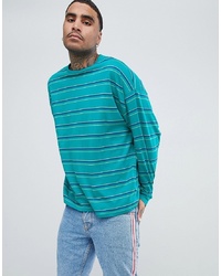 ASOS DESIGN Oversized Long Sleeve T Shirt With Bright Green Stripe
