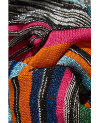 Missoni Striped Metallic Stretch Knit Scarf Turquoise