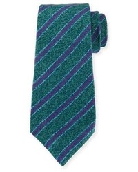 Kiton Diagonal Stripe Silk Tie Green