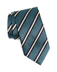 Zegna Stripe Silk Tie In Green Stripe At Nordstrom