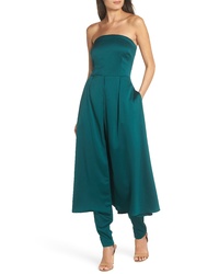 Avec Les Filles Strapless Jumpsuit With Skirt Overlay