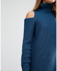 Noisy May Cold Shoulder Roll Neck Knit Sweater Dress