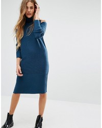 Noisy May Cold Shoulder Roll Neck Knit Sweater Dress