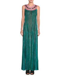 Missoni Grecian Lurex Metallic Knit Gown Green