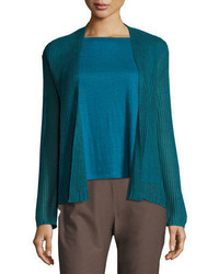 Teal Knit Open Cardigan