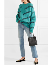 Balenciaga Oversized Intarsia Wool Blend Sweater