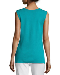 Misook Solid Knit Tank Turquoise Petite