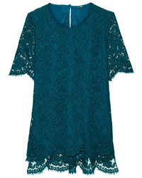ADAM by Adam Lippes Adam Lippes Corded Cotton Blend Lace Top Petrol