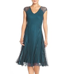 Komarov Chiffon Lace A Line Dress