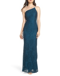 Adrianna Papell One Shoulder Lace Gown