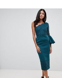 Asos Tall Asos Design Tall One Shoulder Lace Mix Midi Dress