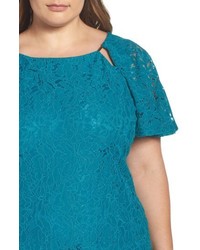 Gabby Skye Plus Size Flutter Sleeve Lace Sheath Dress