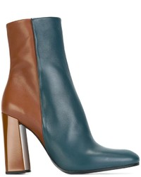 Teal Leather Ankle Boots