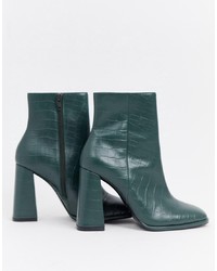 ASOS DESIGN Endless Leather Heeled Boots Croc