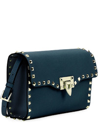 Valentino Garavani Rockstud Medium Leather Shoulder Bag Blue