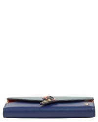 Tory Burch Diego The Parrot Leather Envelope Clutch Blue