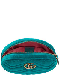 Gucci Blue Velvet Gg Marmont Matelass Belt Bag