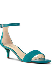 Teal Leather Heeled Sandals