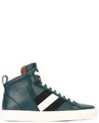 Teal Leather High Top Sneakers