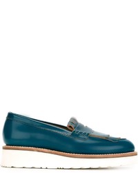Teal Leather Loafers