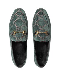 Gucci Blue Jordaan Gg Velvet Loafers