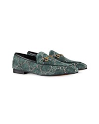 Gucci Blue Jordaan Gg Velvet Loafers