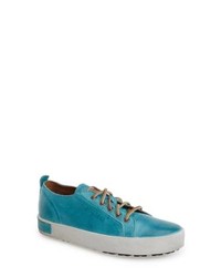 Teal Leather Low Top Sneakers