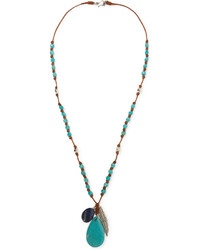 Chan Luu Leather Multi Stone Necklace Turquoise