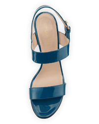 Sergio Rossi Patent Leather Slingback Sandal Blue