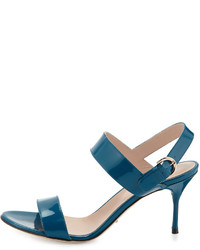 Sergio Rossi Patent Leather Slingback Sandal Blue