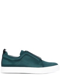 Teal Leather Slip-on Sneakers