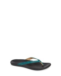 Teal Leather Thong Sandals