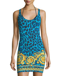 Versace Leopard Print Racerback Beach Dress