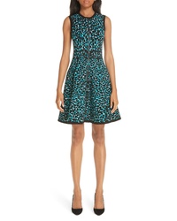 Teal Leopard Fit and Flare Dress