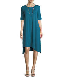 Eileen Fisher Half Sleeve Lightweight Jersey Asymmetric Dress